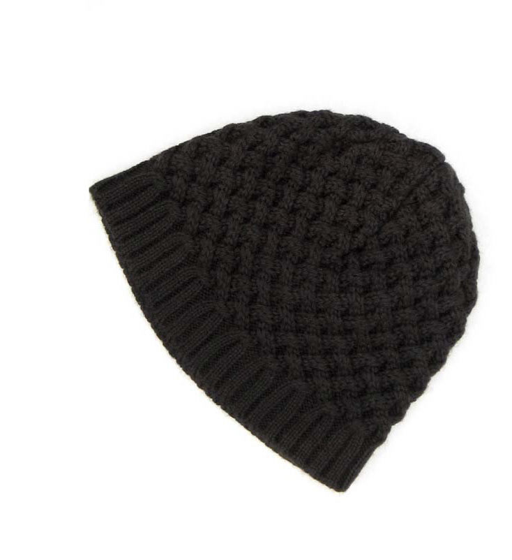 Lauren Urstadt basket weave black cashmere knit hat