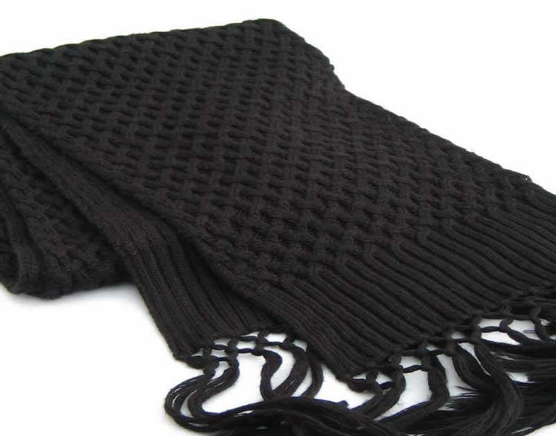 Lauren Urstadt basket weave knit black cashmere scarf