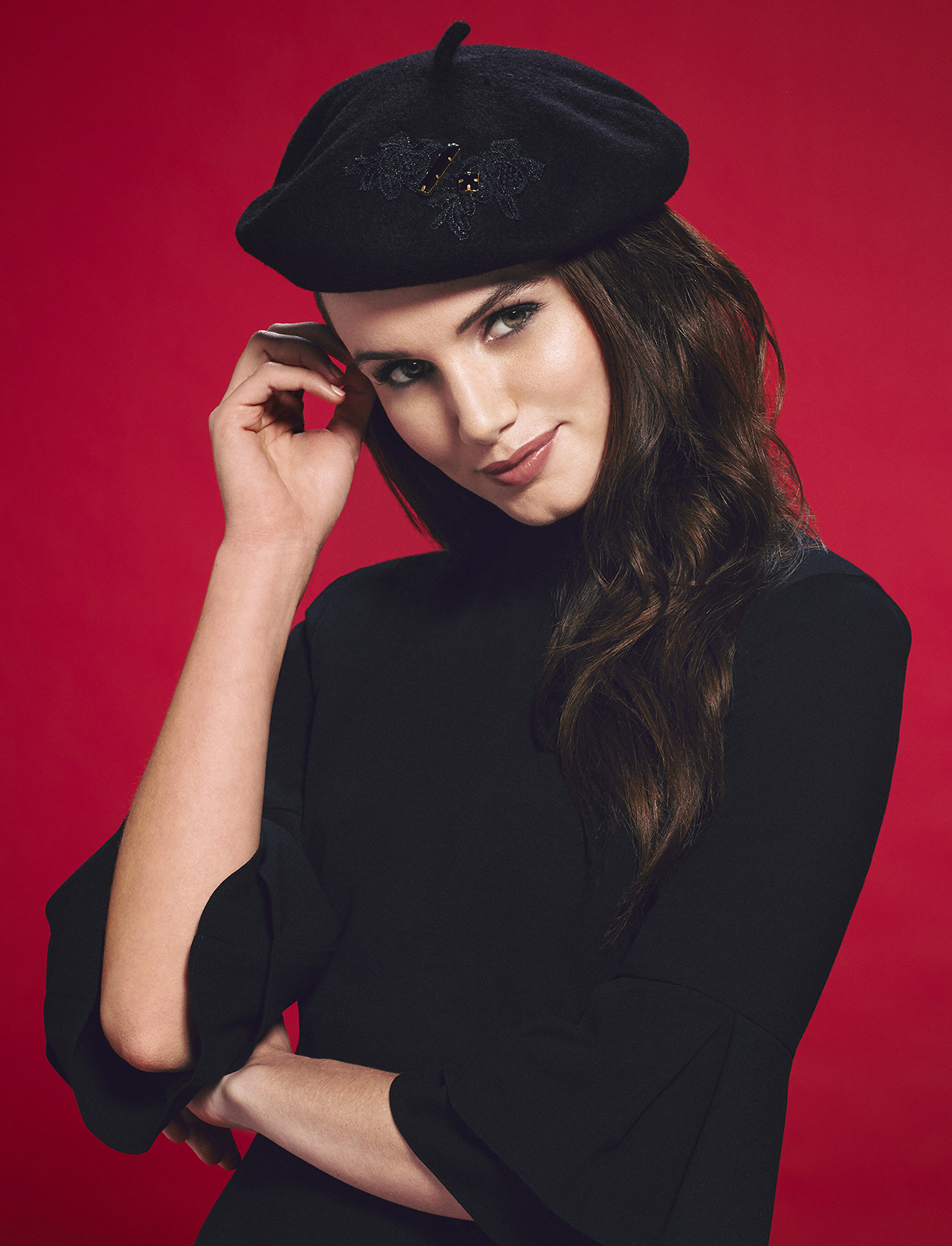 Lauren Urstadt cashmere hat with jewels