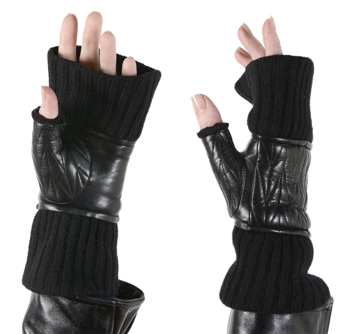 Lauren Urstadt fingerless leather quilted gloves