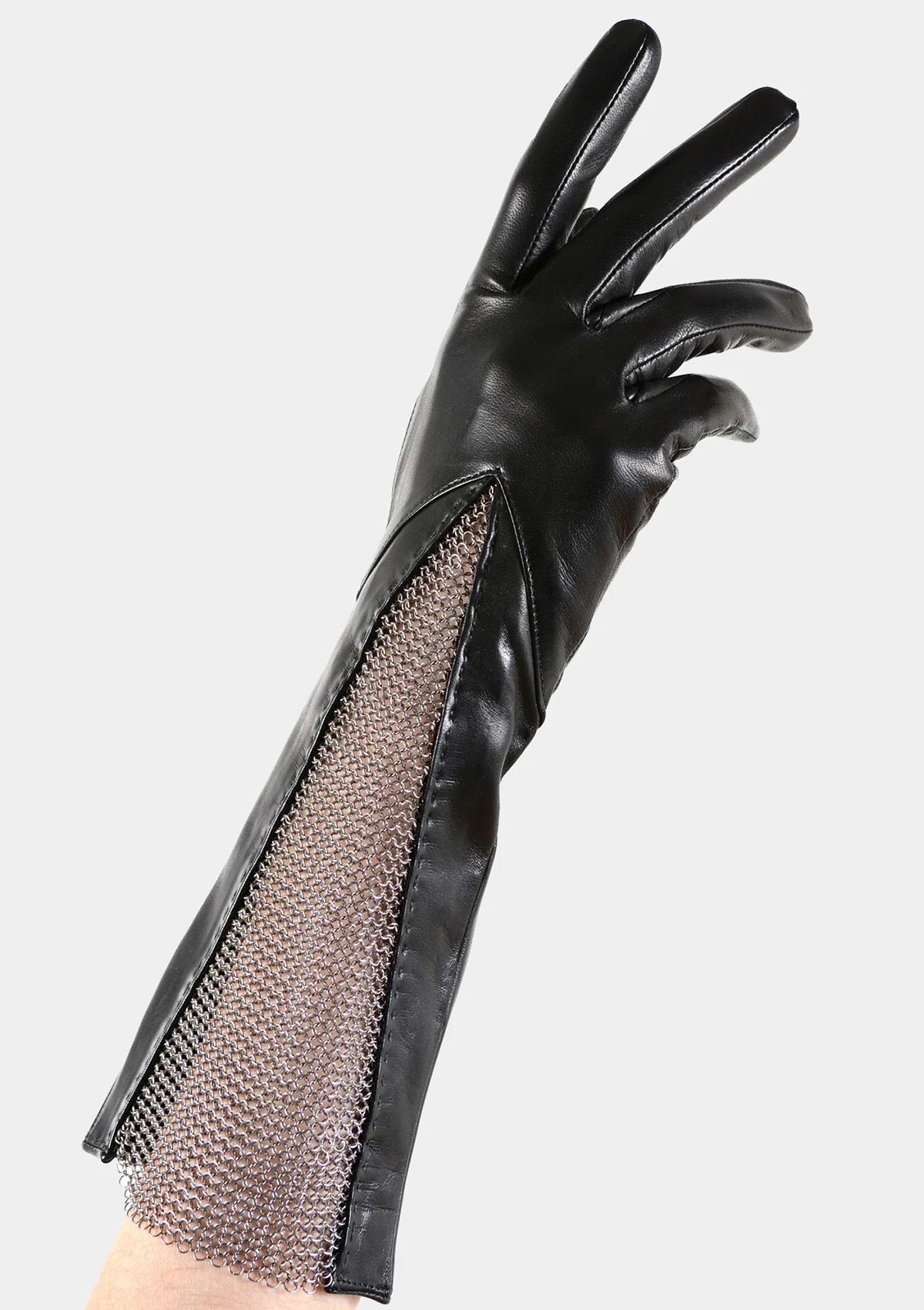 Lauren Urstadt leather gloves with chain mesh gusset